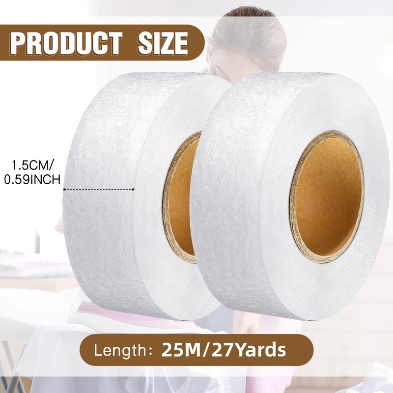 2 Rolls Fabric Fusing Tape Adhesive Hem Tape Iron on