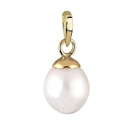 Elli Premium Women's Pendant with Freshwater Cultured Pearl in 585 Yellow Gold, Facet cut