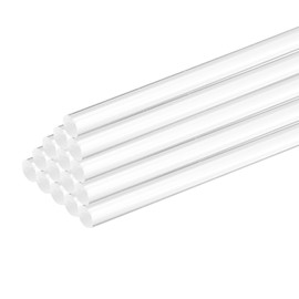 MECCANIXITY 15 Pcs Acrylic Round Rods 1/4" x 10" Clear Acrylic Dowel Rods Sticks Plastic Sticks Strip for Model Making DIY Crafts Lighting Gardening Decorations - 6mm x 250mm