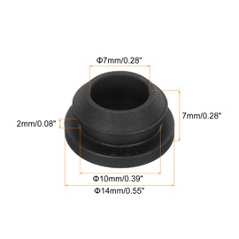 sourcing map 10Pcs Snap Rubber Grommet Plug Mount Dia 10mm ID 7mm Narrow Groove Width 2mm Seal Anti-Scratch for Electrical Box Cable Pipes Black