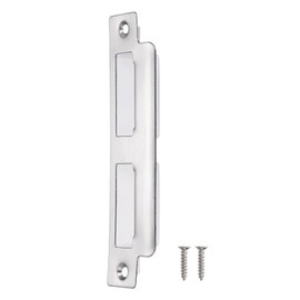 sourcing map Door Strike Plate 145mm x 37.5mm 201 Stainless Steel Latch Strike Plate for Door Frame Door Post Silver