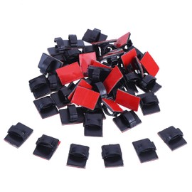Cable Clips, Wire Stops, Cord Clips, Storage, Cable Fixers, Tape, For Cars, Home, Offices (40 pcs, Black)