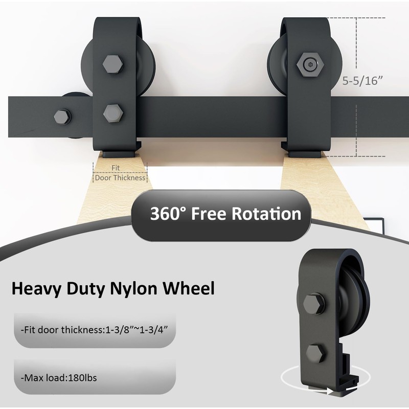 DIYHD 84" Bi-Fold Sliding Barn Door Hardware for 4 Doors,Fit