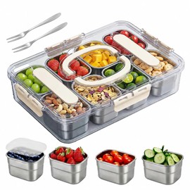 Snackle Box Container 304 Stainless Steel 8 Compartment