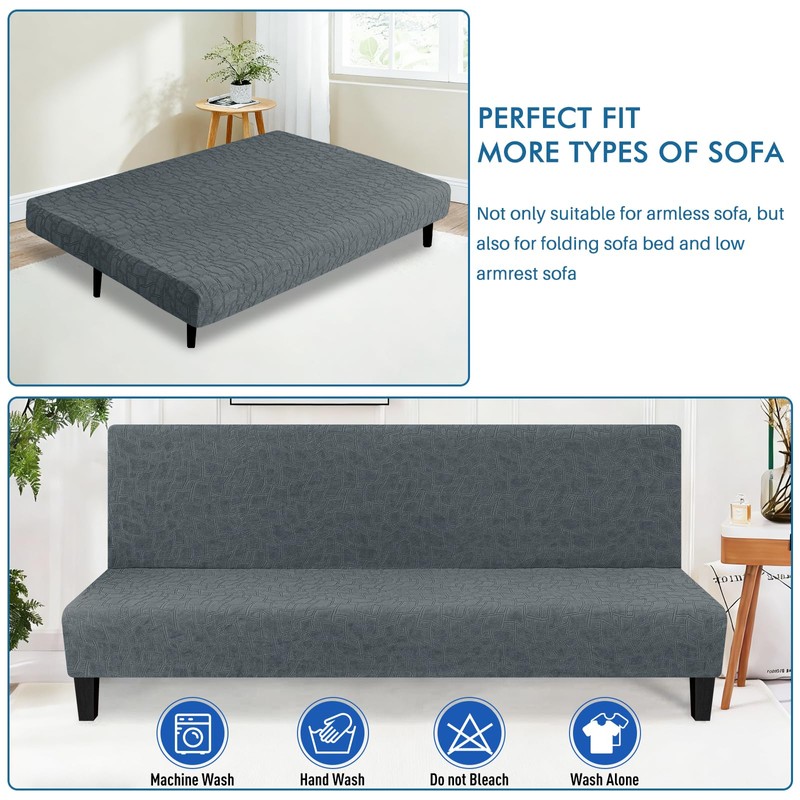 MAXIJIN Waterproof Futon Cover Full Size Washable Armless Sofa Bed