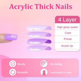 24Pcs Press on Nails Long Coffin French Tip False Nails Pink Gold Shiny Glossy Glue on Nails with Glitter Design 12 Sizes Artificial Stick on Nails for Women Girls DIY Manicure Decorations