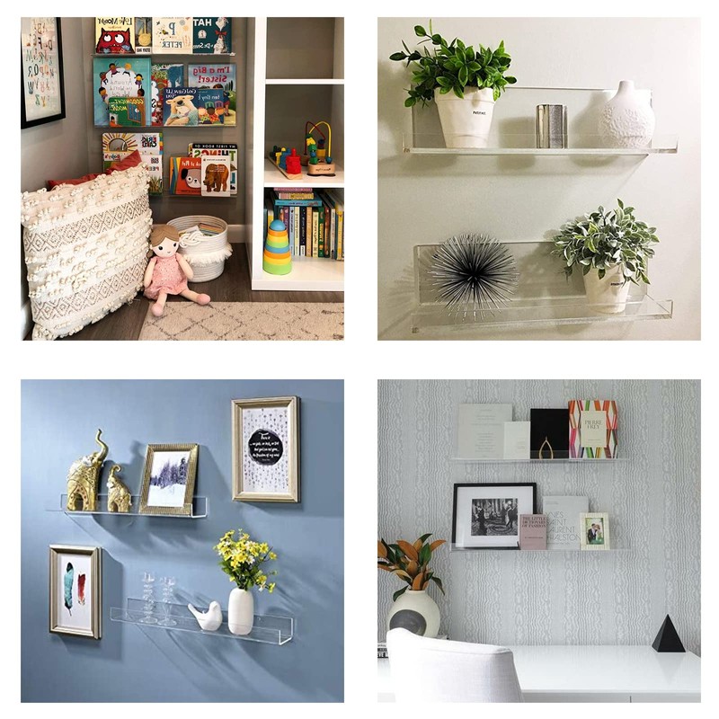 Cerpourt Cerpourt Acrylic Floating Wall Ledge Shelf, Clear Bathroom Storage