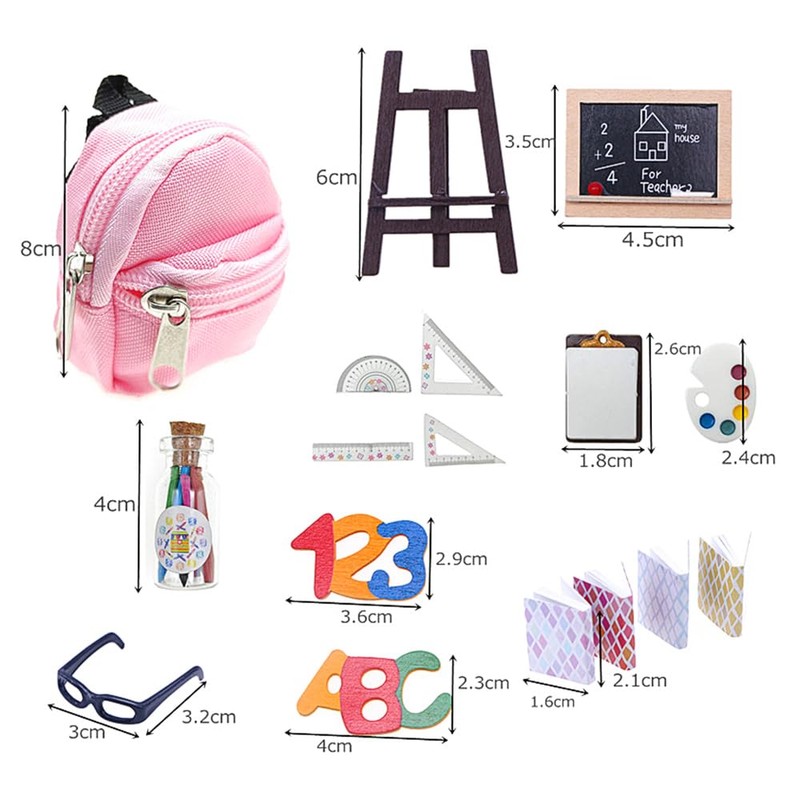 Tiardey 28PCS Miniature School Dolls Dollhouse 1:12 DIY Miniature Model