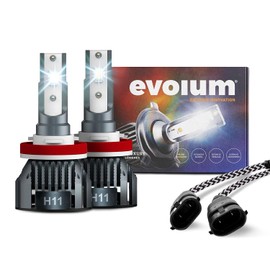 EVOLUM ULTRA LUXURY - Luces Led para Auto - 14,000 lumenes - Faros para Coche - Sistema CanBus - Resistencia al Agua - Haz de Luz Perfecto - Cuerpo de Aluminio de Alta Calidad - Luz Blanca (H11)