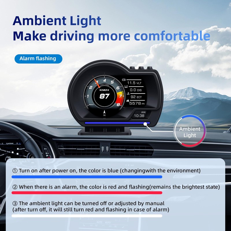 OBD2+GPS Dual Mode Smart Gauge, OBD2 GPS Head-Up Display (HUD)