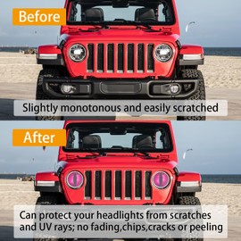 Vyqloren Beast Eyes Headlight Decals, 3D Round Stickers and Decals for Jeep Wrangler, Stereo Eyes Headlight Decal Stickers (Purple red)