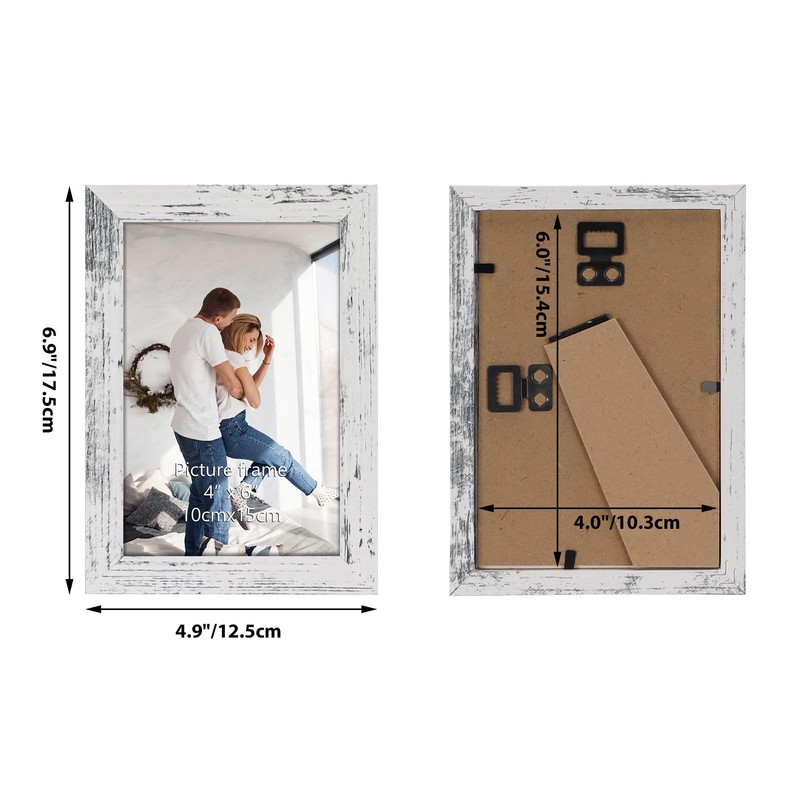 Edenseelake 4x6 Picture Frame Set of 15, Distressed White Farmhouse