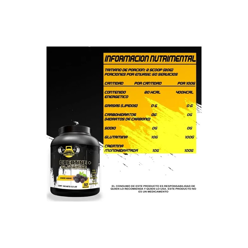 Guns Creatina Glutamina Polvo 1kg Suplemento Fitness