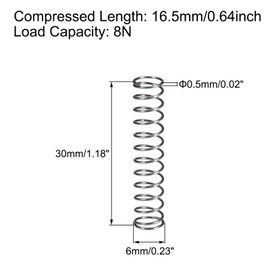 TOP-VIGOR 10pcs Compression Spring, 6mm OD, 0.5mm Wire Size, 30mm Free Length Extended Durable Dual Hook Tension Spring for Furniture Screen Doors Repair Projects