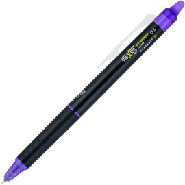 Pilot FriXion Synergy Clicker Erasable Gel Pen, Extra Fine Point, 0.5mm, Black Barrel, Purple Ink, Single Pen