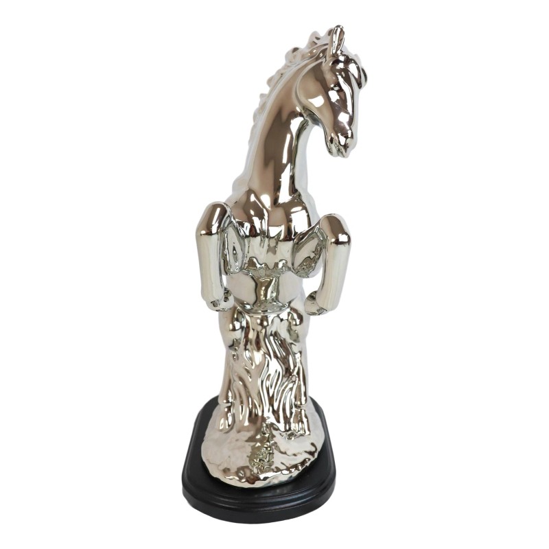 Modern Chic Silver Plated Ceramic Endor Rearing Prancing Equine Horse
