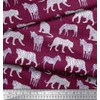 Soimoi Red Cotton Poplin Fabric Tiger,Leopard & Wild Animal Printed