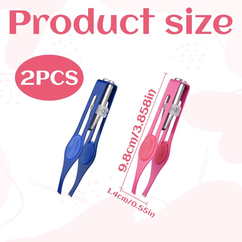 2Pcs Tweezers with Light,Tweezers for Facial Hair Women & Man,Stainless