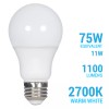 Satco 11W=75W Dimmable 1100 Lumens A19 LED 27K Warm White