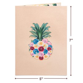 Paper Love Valentines Day Pop Up Card, 3D Floral Pineapple, Gift for Valentines Day, Birthday, Wedding, Anniversary, Thank You, Get Well, All Occasion - 5" x 7" Cover - Includes Envelope and Note Tag