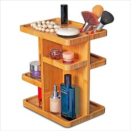 RoyalHouse Bamboo 360 Degree Rotating Makeup Organizer, Display Cosmetic Organizer, Multi-Function Storage for Makeup Desk, Bathroom, Bedroom, Closet, and Toiletries (Pack of 2)