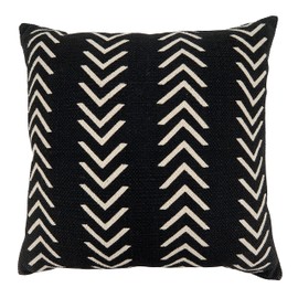 SARO LIFESTYLE Chevron Design Throw Pillow with Down Filling, Black, 18"
