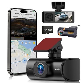 4K Dual Dash Cam Front and Rear, 4K+1080P Dashcam with 64GB Card,Car Dash Camera Built-in WiFi, GPS, 24 Hours Parking Monitor,G-Sensor, Super Night Vision, Loop Recording