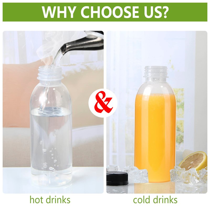 zmybcpack 12 Pack 16oz PP Heat-Resistant Plastic Juice Bottles with