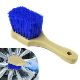 Hovom Car Wash Brush for Tire & Wheel Rim, Soft Bristle Wheel Cleaning Brushes, Short Handle Tire Cleaner Brush Releases Dirt and Road Grime, Universal Car Cleaning Supplies (Dark Blue)