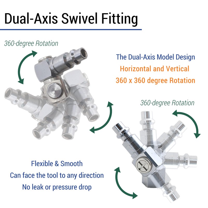 I.Field Air Swivel Fitting 360 Degree Rotating Dual-Axis Quick Plug