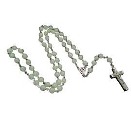 8/20mm Glow in the Dark Rosary Light Luminous Round Beads Noctilucent Cross Jesus Maria Pendant Necklace for Men Women Catholic Crucifix Religious Necklace Prayer Jewelry-B 8mm
