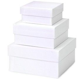 NW Pearl White Small Nested Boxes - 3 Piece Set - 10 Sets