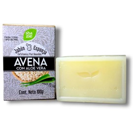 Jabón Natural de Avena y Aloe Vera -Sábila- con Esponja, 100g