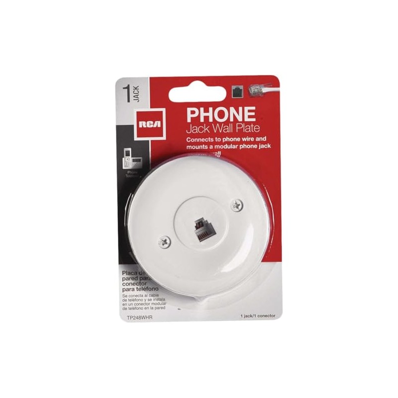 AUDIOVOX TP248WHN Round Wall Phone Jack, White