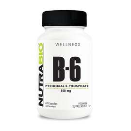 NutraBio Vitamin B6 P5P (Pyridoxal 5-Phosphate), 100mg per Serving, B6 Vitamins, Coenzyme B6, Vitamin B6 100mg Supplement - 60 Vegetable Capsules
