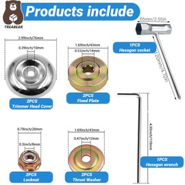 Treabear Brush Cutter Accessories, Metal Gear Blade Nut Set, Brush Cutter Accessories, Grass Trimmer Adapter, Trimmer Replacement Parts, Grass Trimmer Attachment Metal for Lawnmowers, Pack of 12