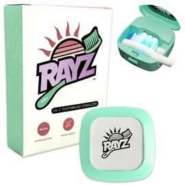 Rayz UV-C Toothbrush Sanitizer | Portable & Rechargeable | 99.9% Sanitization in 3 Minutes | Wall Mountable, Travel-Friendly & TSA-Approved (Mint)