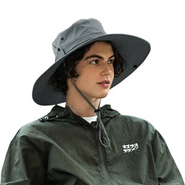 Sun Hat for Women, Men Hat UPF 50+ Breathable Women Sun Hats with UV Protection, Foldable Bonnie Hat Safari Hat with Wide Brim, Grey