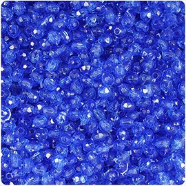 BeadTin Dark Sapphire Transparent 4mm Faceted Round Plastic Craft Beads (1350pcs)