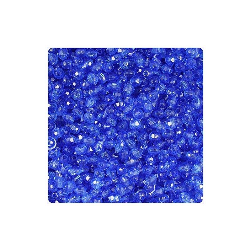 BeadTin Dark Sapphire Transparent 4mm Faceted Round Plastic Craft Beads