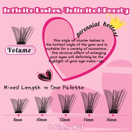 DIY Lash Extension Kit Lash Clusters Kit with 72 Pcs Lash Clusters Lash Bond and Seal 5ml Eyelash Remover Eyelash Applicator DIY Lash Kit for Beginner All in 1 Kit Easy to Use (Volume Style)