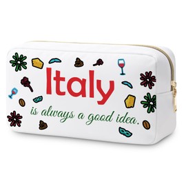 Italy Gifts Makeup Bag Italy Travel Gift Girls Trip Gifts Italy Themed Gifts for Friend Bestie Italy Lovers Christmas Birthday Gifts for Italy Traveller Zipper Pouch Bachelor Party Gift Cosmetic Bag