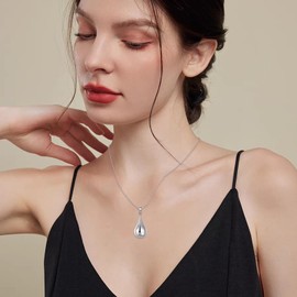 YFN 925 Sterling Silver Teardrop Urn Necklace - Memorial Keepsake for Ashes - Elegant Cremation Jewelry for Loved Ones(teardrop)
