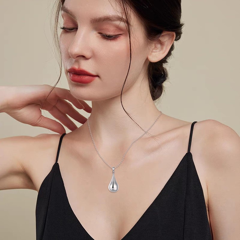 YFN 925 Sterling Silver Teardrop Urn Necklace - Memorial Keepsake