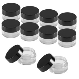Pack of 10 - 10 ml Cream Jar Clear Transparent with Screw Lid Black - Empty Container