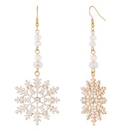 MADISON TYLER Christmas Snowflake Dangle Earrings for Women | White Glitter Snowflake Lightweight Jewerly | Xmas Holiday Earrings Gifts