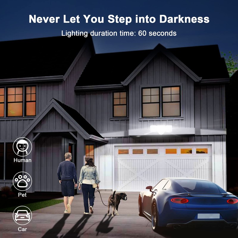 EMANER Outdoor Motion Sensor Flood Light, 100-130V Corded, 45W 4500lm