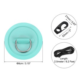 PATIKIL D-Ring Patch, 4 Pcs Stainless Steel D-Ring PVC Patch Pad No Glue Include with 8.2ft Elastic Cords and Hooks for Inflatable Boat Paddle Board Canoe Surfboard, Cyan