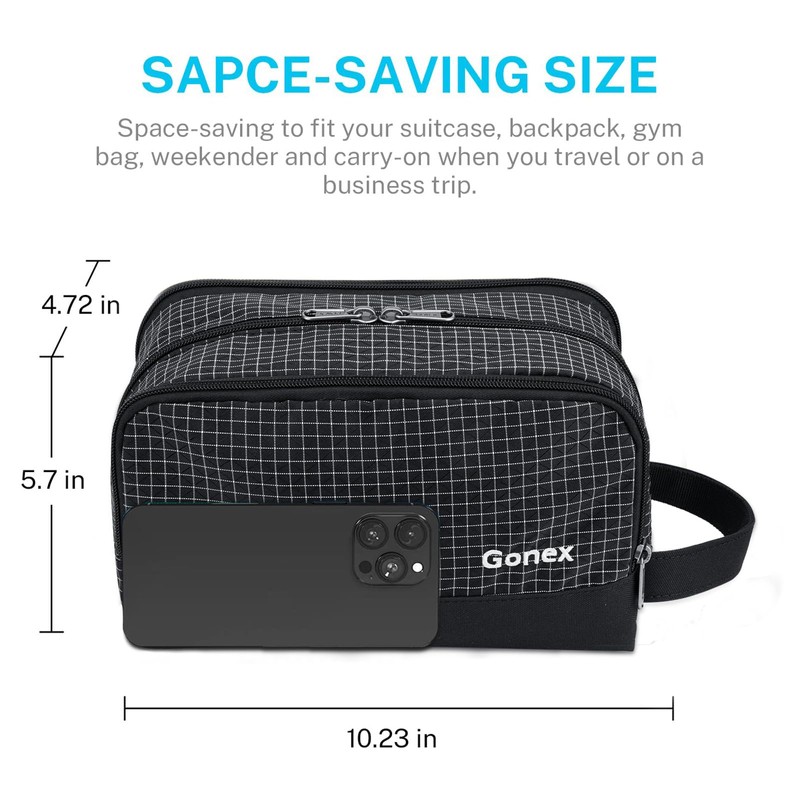 Gonex Travel Toiletry Bag Nylon, Dopp Kit Shaving Bag Toiletry
