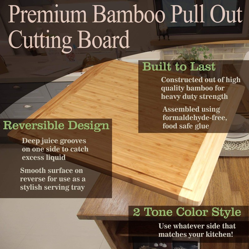 BambooMN Universal Premium Pull Out Cutting Boards - Under Counter